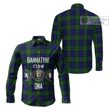Bannatyne Tartan Long Sleeve Button Shirt with Family Crest DNA In Me Style Men's Shirt - Tartan Vibes Clothing