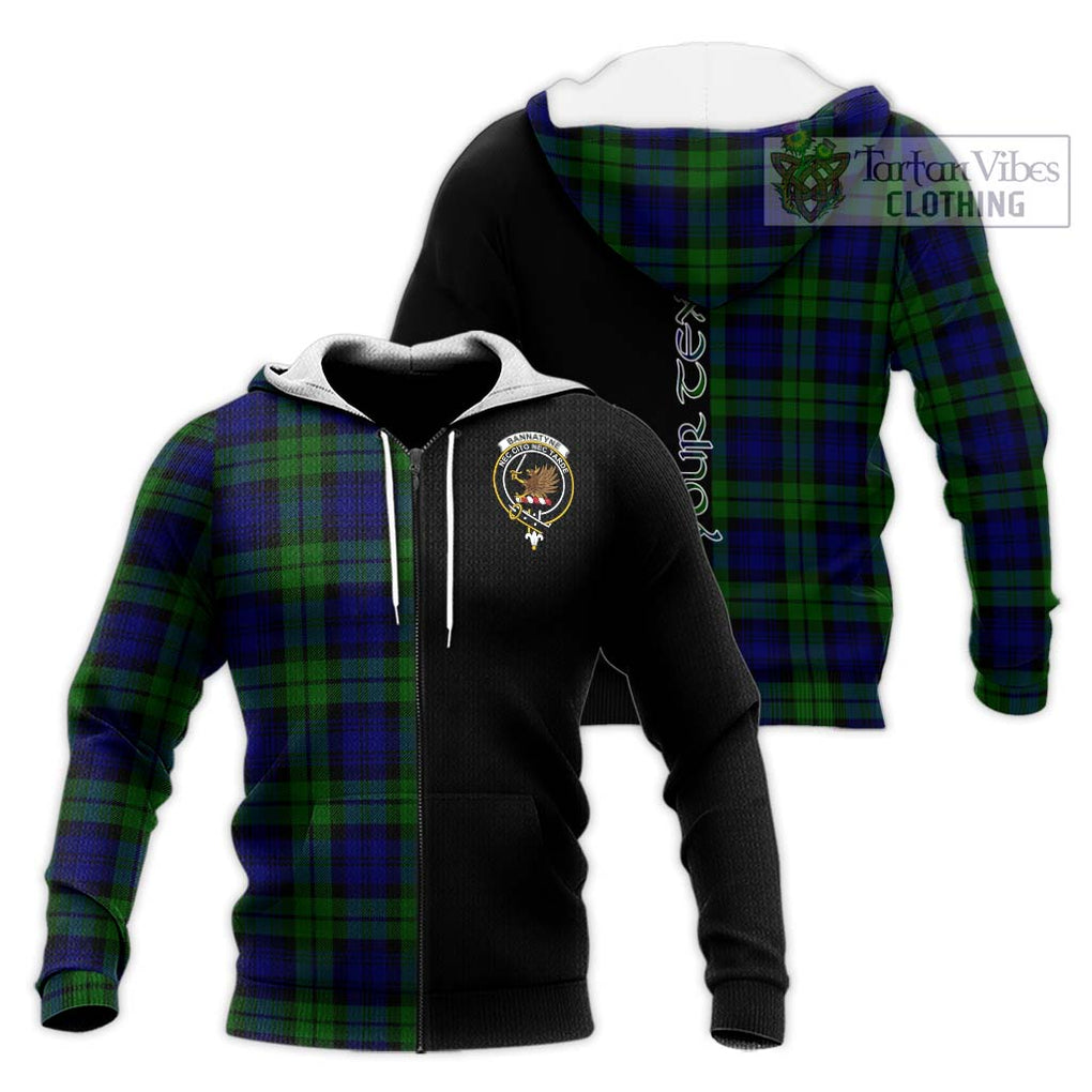 Bannatyne Tartan Knitted Hoodie with Family Crest and Half Of Me Style Unisex Knitted Zip Hoodie - Tartanvibesclothing Shop