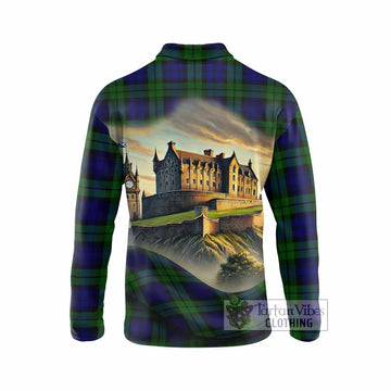 Bannatyne Tartan Family Crest Long Sleeve Polo Shirt with Scottish Ancient Castle Style - Tartan Vibes Clothing
