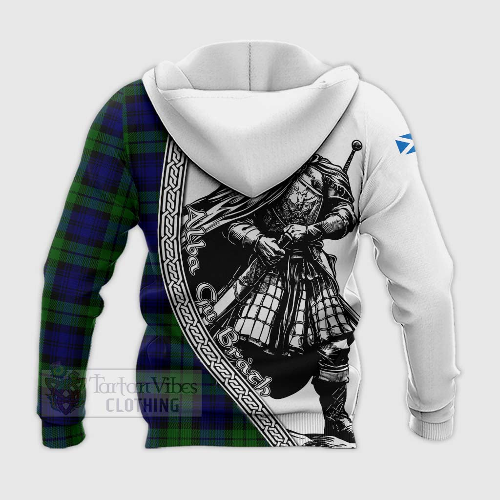 Tartan Vibes Clothing Bannatyne Tartan Clan Crest Knitted Hoodie with Highlander Warrior Celtic Style