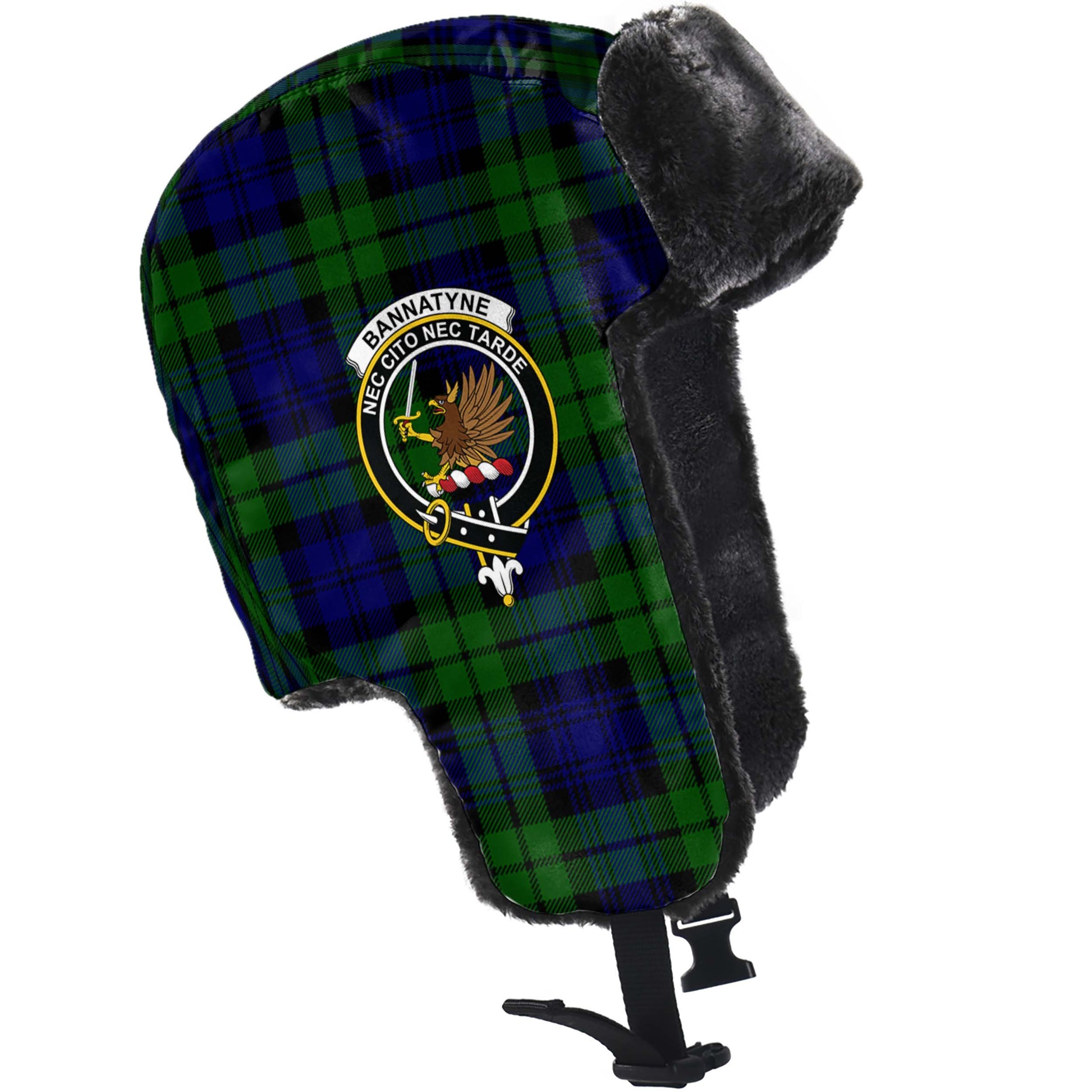 Bannatyne Tartan Winter Trapper Hat with Family Crest - Tartanvibesclothing