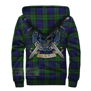Bannatyne Tartan Sherpa Hoodie with Family Crest Celtic Skull Style - Tartan Vibes Clothing