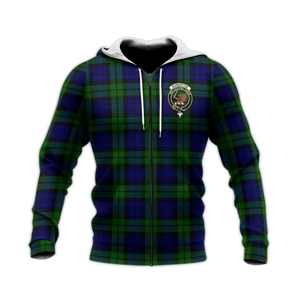 Bannatyne Tartan Knitted Hoodie with Family Crest Unisex Knitted Zip Hoodie - Tartanvibesclothing