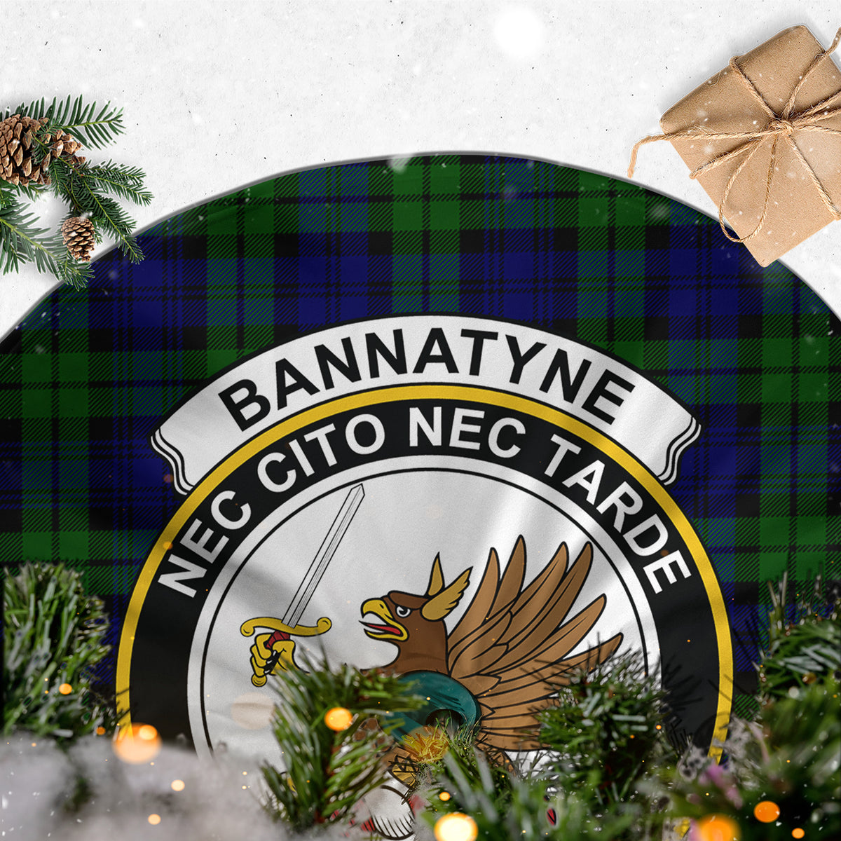 Bannatyne Tartan Christmas Tree Skirt with Family Crest - Tartan Vibes Clothing