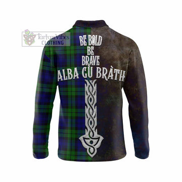 Bannatyne Tartan Family Crest Long Sleeve Polo Shirt Alba Gu Brath Be Brave Lion Ancient Style - Tartan Vibes Clothing