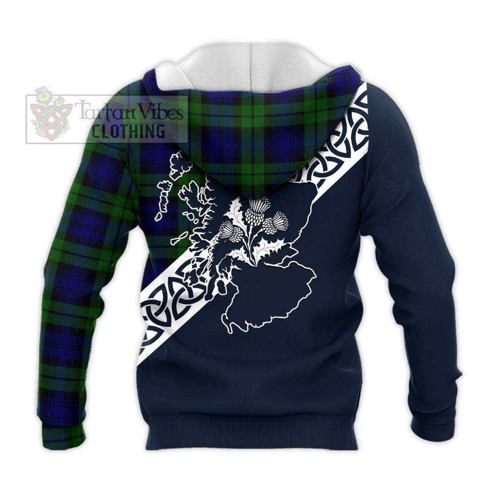 Tartan Vibes Clothing Bannatyne Tartan Knitted Hoodie Featuring Thistle and Scotland Map