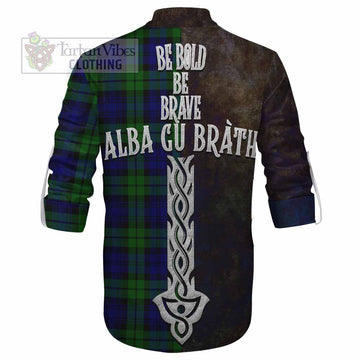 Bannatyne Tartan Family Crest Ghillie Kilt Shirt Alba Gu Brath Be Brave Lion Ancient Style - Tartan Vibes Clothing