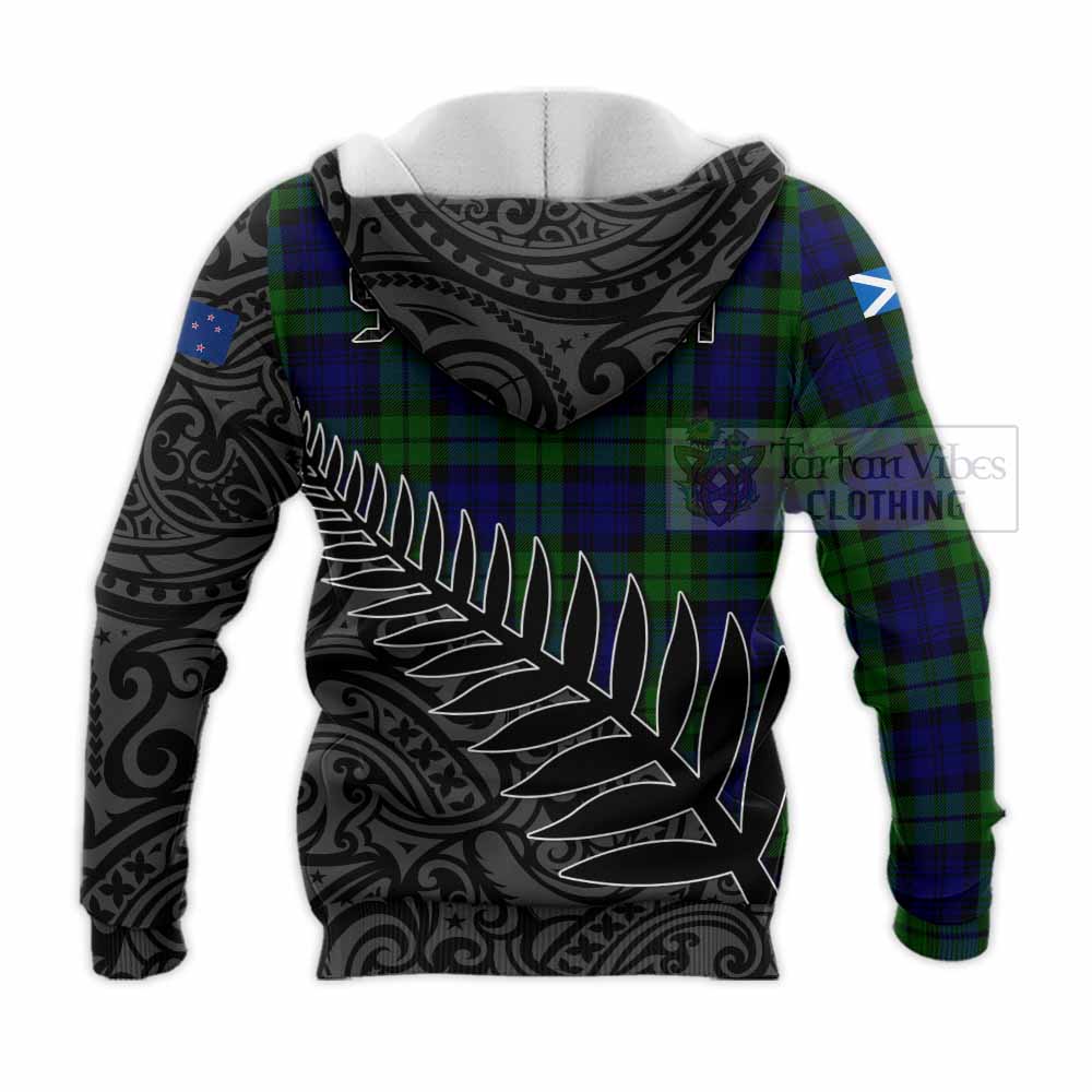 Tartan Vibes Clothing Bannatyne Crest Tartan Knitted Hoodie with New Zealand Silver Fern Half Style