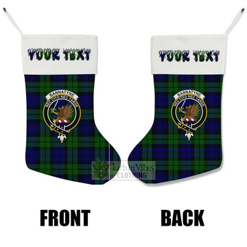 Bannatyne Tartan Family Crest Christmas Stocking with Personalized Text