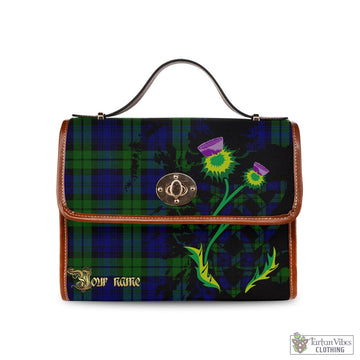 Bannatyne Tartan Waterproof Canvas Bag with Scotland Map and Thistle Celtic Accents Brown Leather Strap One Size 10.5*20*27cm - Tartan Vibes Clothing