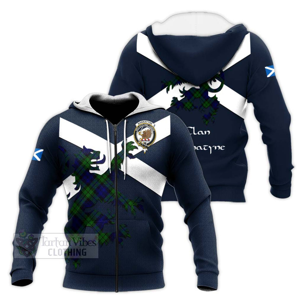 Tartan Vibes Clothing Bannatyne Tartan Lion Rampant Knitted Hoodie – Proudly Display Your Heritage with Alba Gu Brath and Clan Name