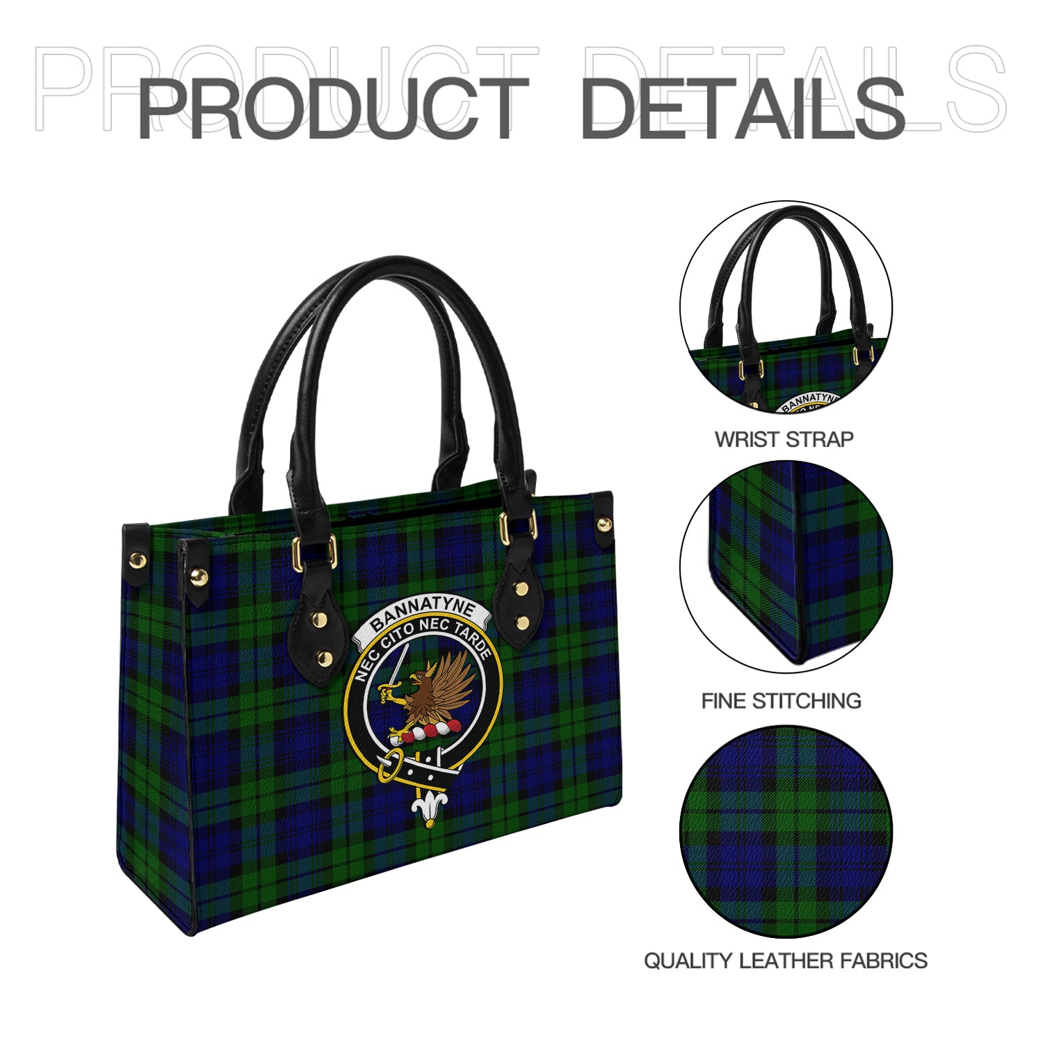 Bannatyne Tartan Leather Bag with Family Crest - Tartanvibesclothing