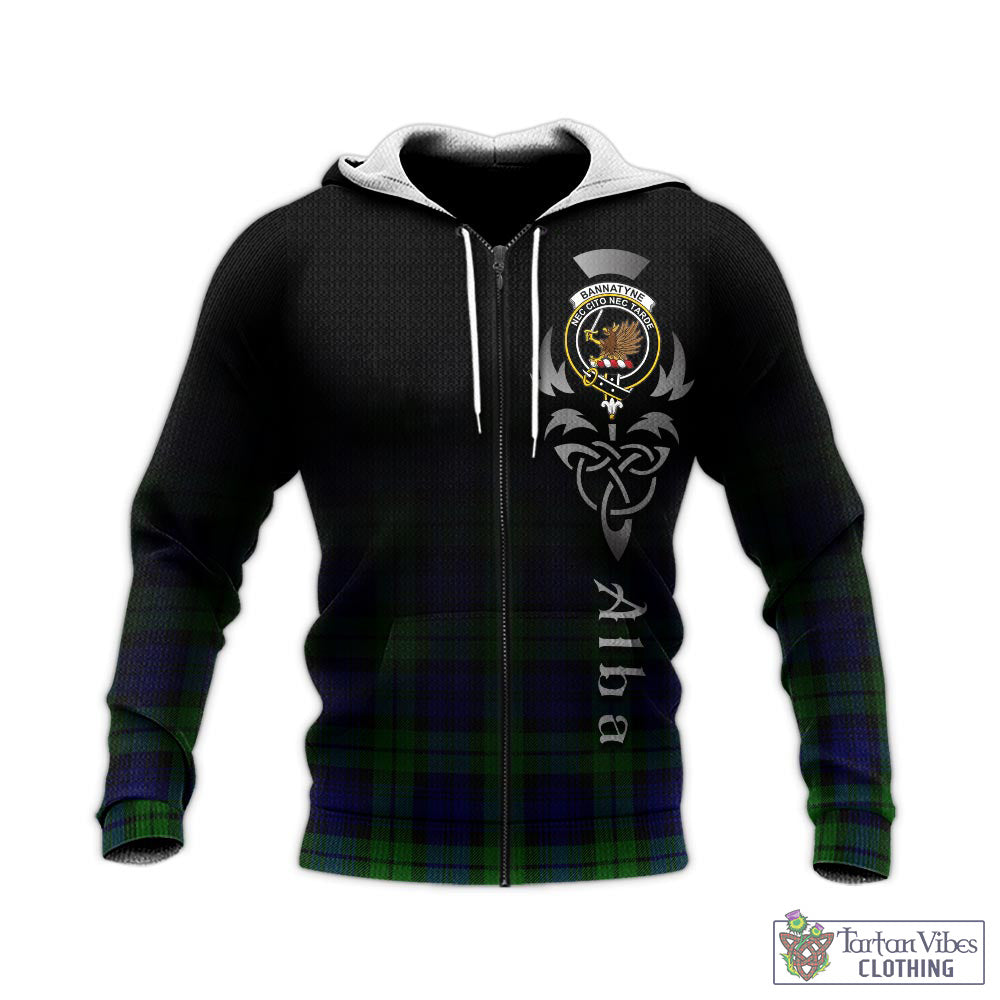 Tartan Vibes Clothing Bannatyne Tartan Knitted Hoodie Featuring Alba Gu Brath Family Crest Celtic Inspired