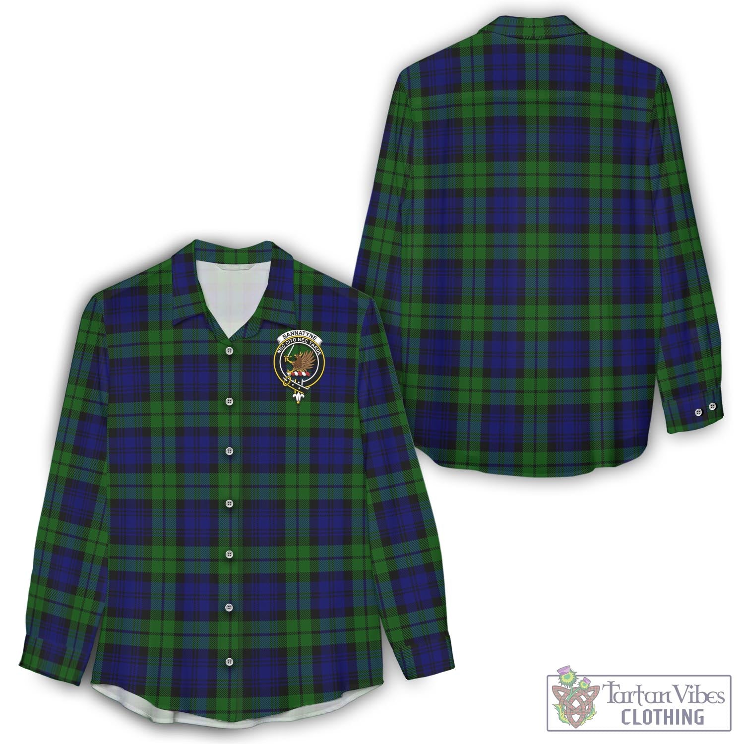 Tartan Vibes Clothing Bannatyne Tartan Womens Casual Shirt with Family Crest