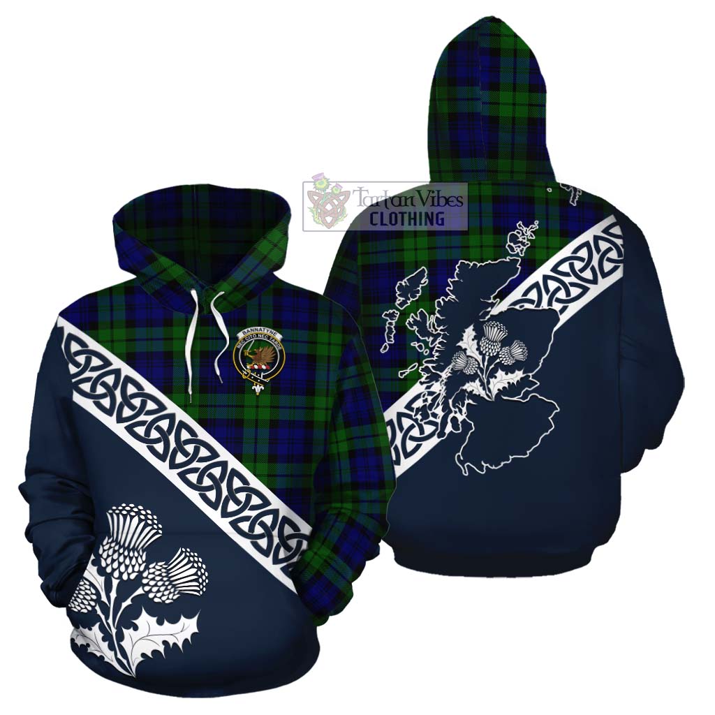 Bannatyne Tartan Cotton Hoodie Featuring Thistle and Scotland Map Zip Hoodie - Tartan Vibes Clothing