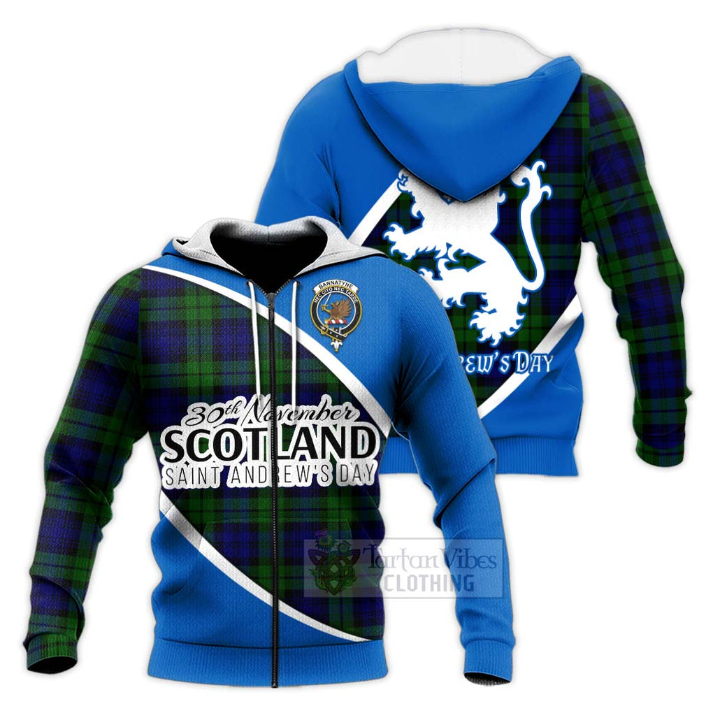 Tartan Vibes Clothing Bannatyne Family Crest Tartan Knitted Hoodie Celebrate Saint Andrew's Day in Style