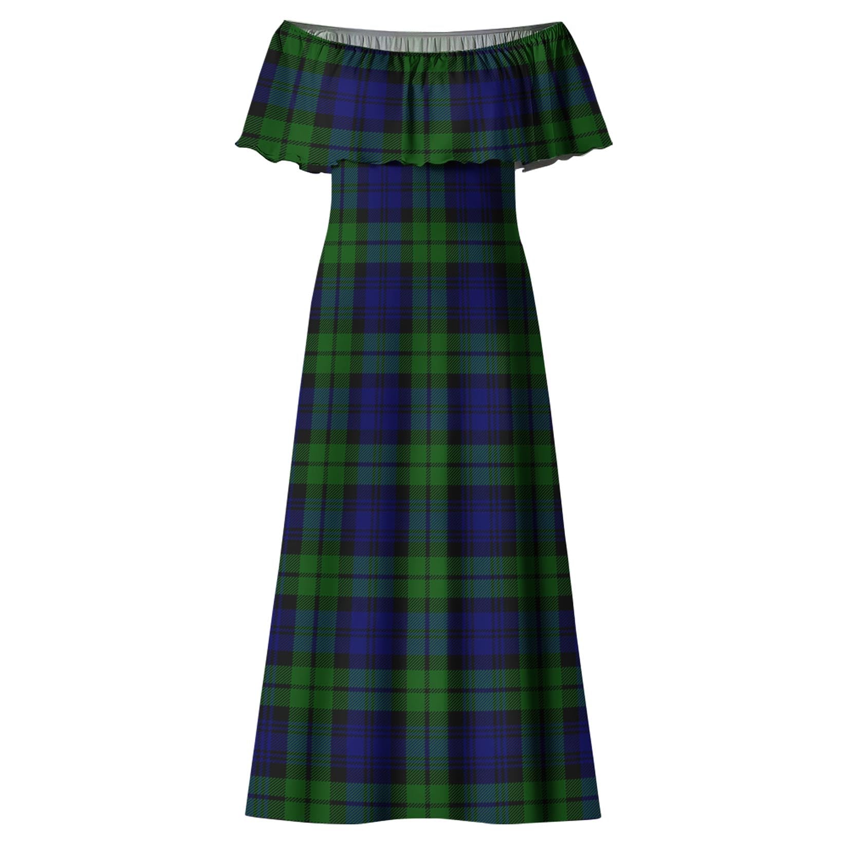 Bannatyne Tartan Off Shoulder Long Dress - Tartanvibesclothing