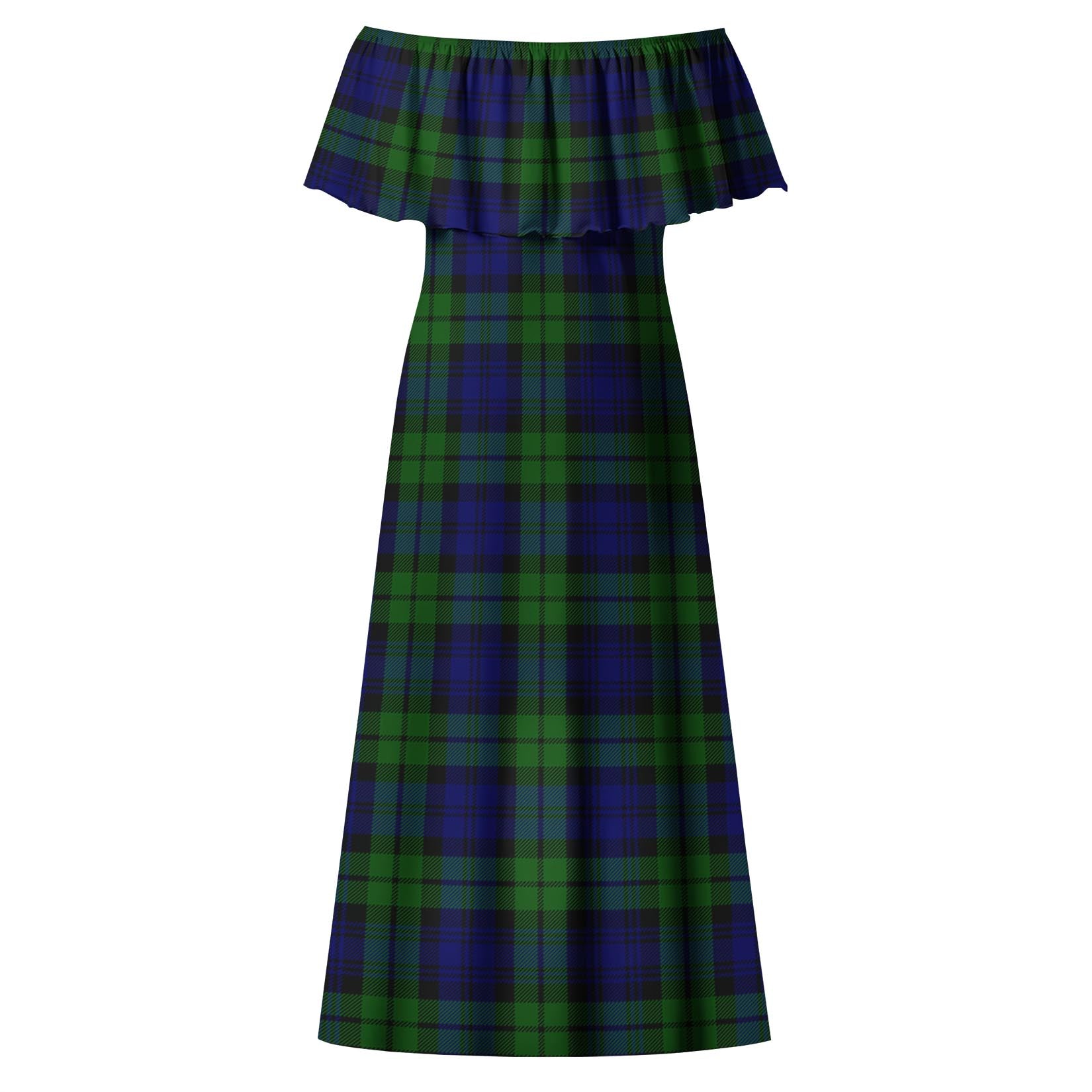 Bannatyne Tartan Off Shoulder Long Dress - Tartanvibesclothing