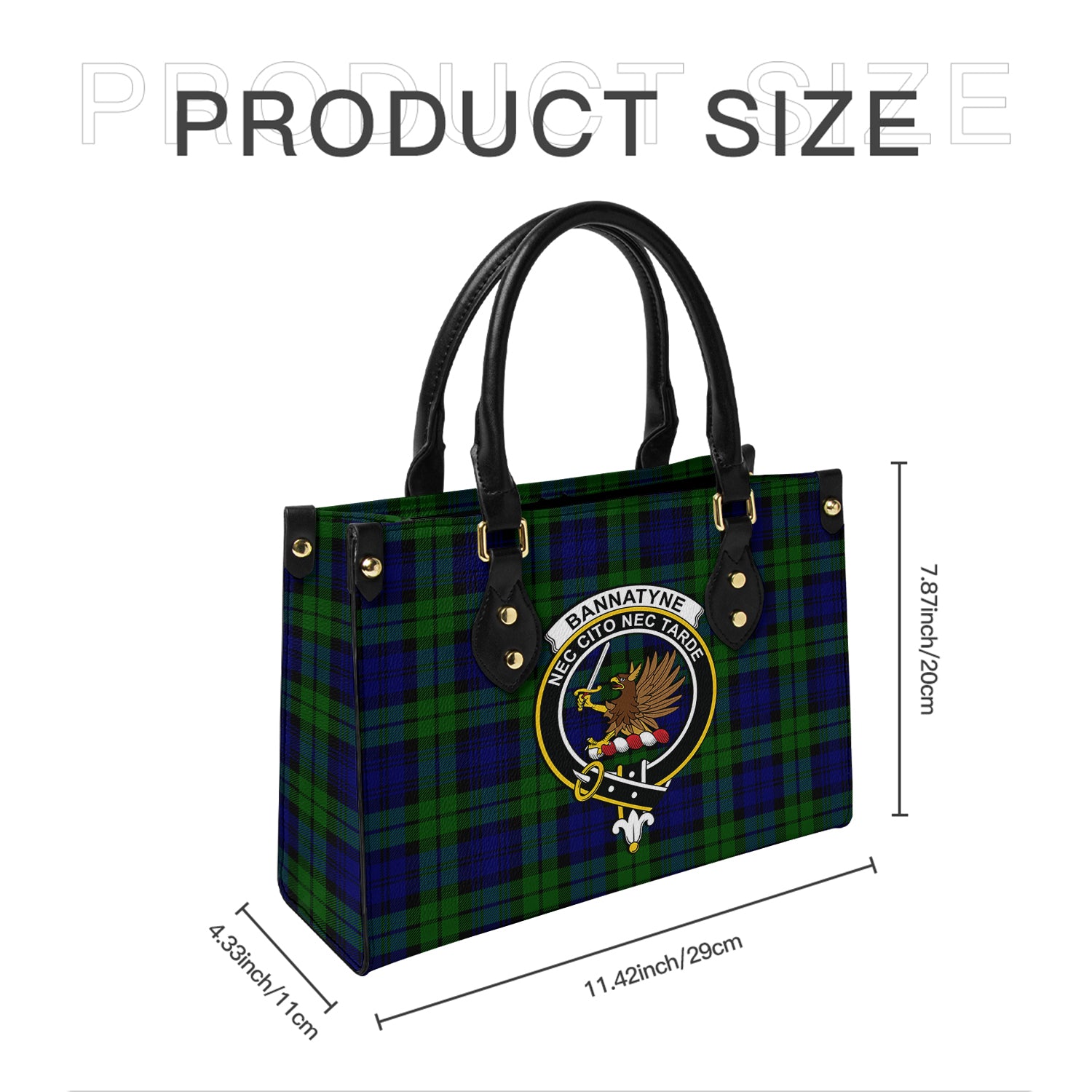 Bannatyne Tartan Leather Bag with Family Crest - Tartanvibesclothing