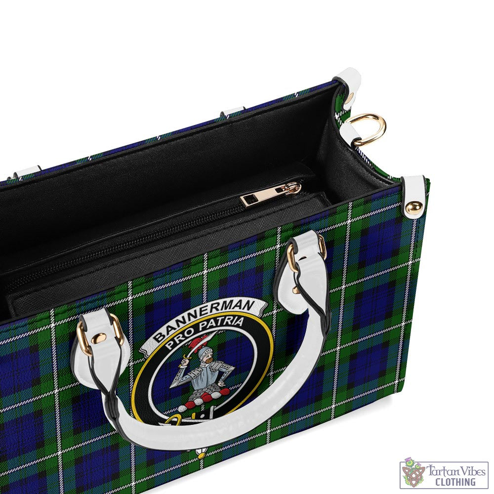 Tartan Vibes Clothing Bannerman Tartan Luxury Leather Handbags with Family Crest