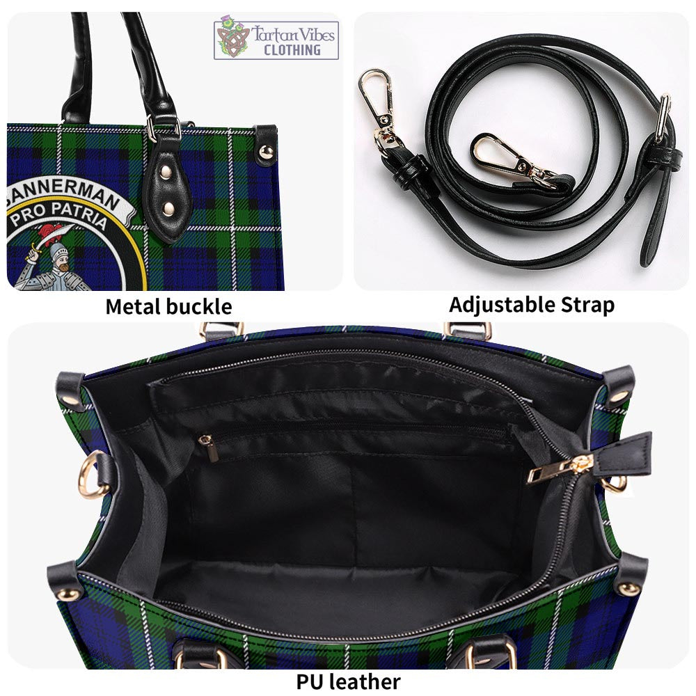 Tartan Vibes Clothing Bannerman Tartan Luxury Leather Handbags with Family Crest