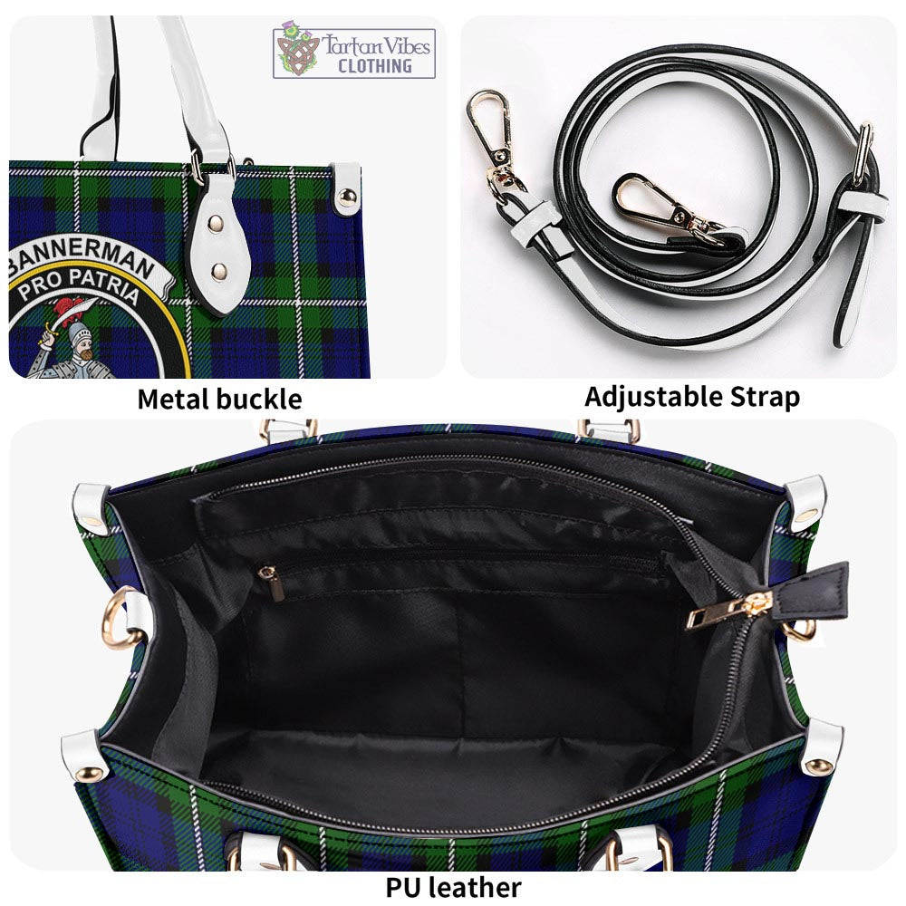 Tartan Vibes Clothing Bannerman Tartan Luxury Leather Handbags with Family Crest