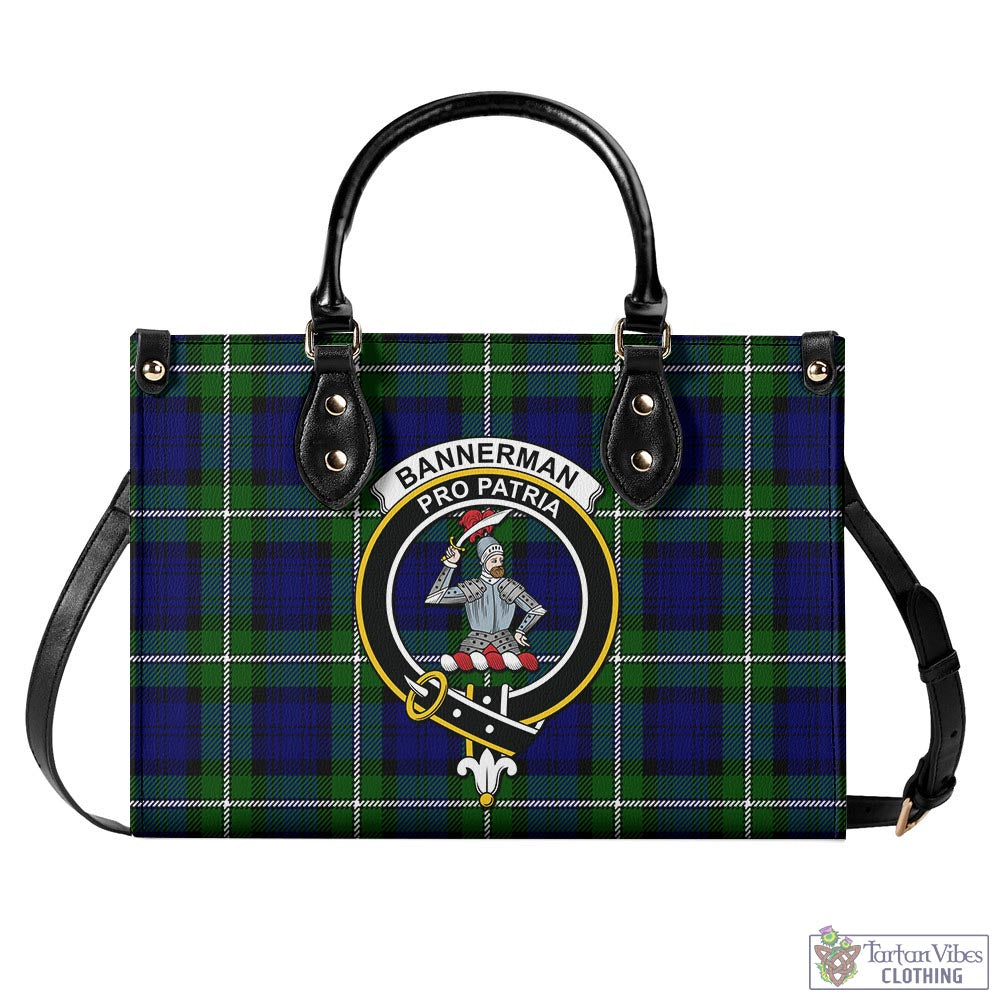 Tartan Vibes Clothing Bannerman Tartan Luxury Leather Handbags with Family Crest