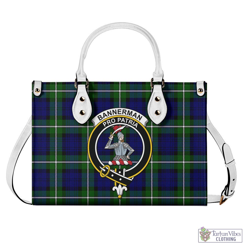 Tartan Vibes Clothing Bannerman Tartan Luxury Leather Handbags with Family Crest