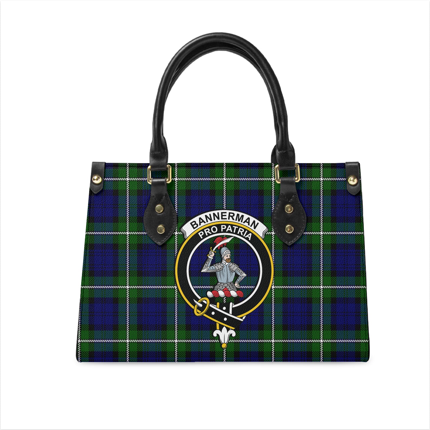 Bannerman Tartan Leather Bag with Family Crest One Size 29*11*20 cm - Tartanvibesclothing