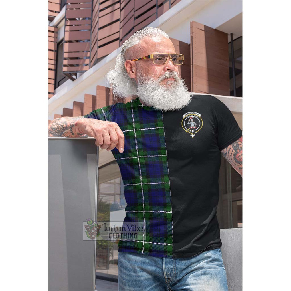 Tartan Vibes Clothing Bannerman Tartan Cotton T-shirt with Family Crest and Half Of Me Style