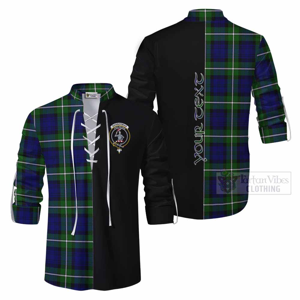 Tartan Vibes Clothing Bannerman Tartan Ghillie Kilt Shirt with Family Crest and Half Of Me Style