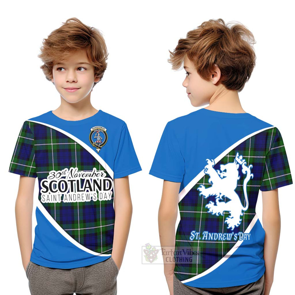 Tartan Vibes Clothing Bannerman Family Crest Tartan Kid T-Shirt Celebrate Saint Andrew's Day in Style