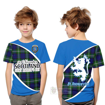 Bannerman Family Crest Tartan Kid T-Shirt Celebrate Saint Andrew's Day in Style