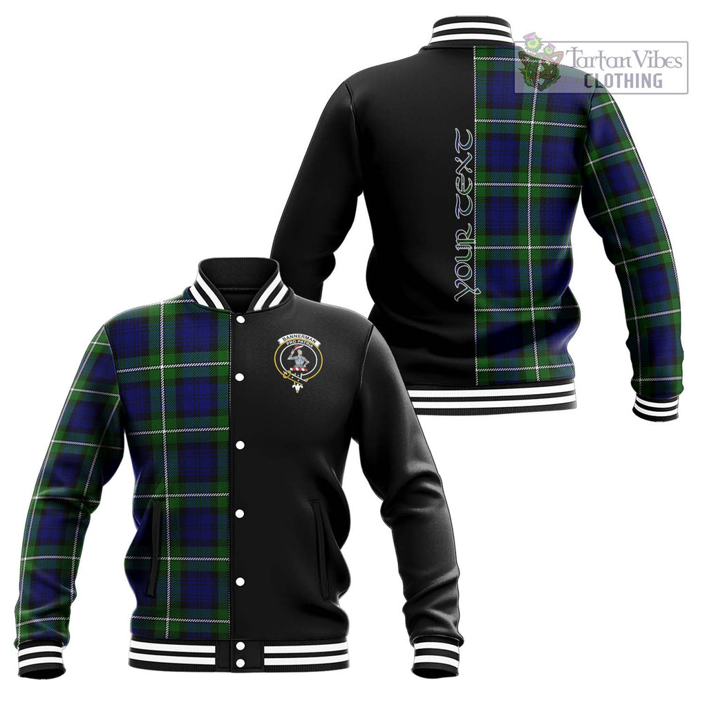 Bannerman Tartan Baseball Jacket with Family Crest and Half Of Me Style Unisex - Tartanvibesclothing Shop