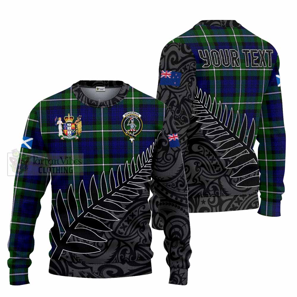 Tartan Vibes Clothing Bannerman Crest Tartan Knitted Sweater with New Zealand Silver Fern Half Style