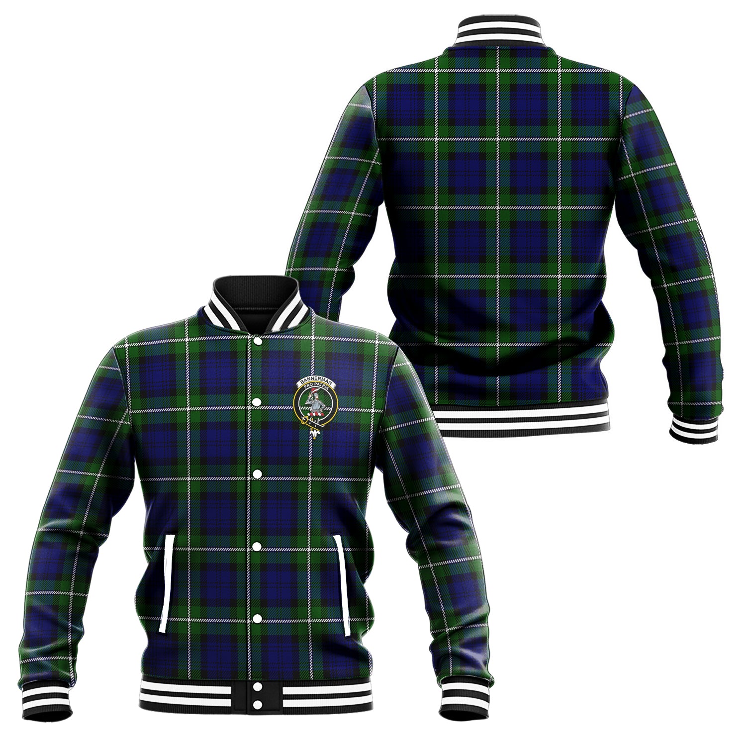 Bannerman Tartan Baseball Jacket with Family Crest Unisex - Tartanvibesclothing