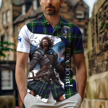 Bannerman Crest Tartan Short Sleeve Button Shirt Inspired by the Freedom of Scottish Warrior