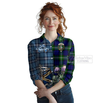 Bannerman Tartan Women's Casual Shirt Happy St. Andrew's Day Half Tartan Style