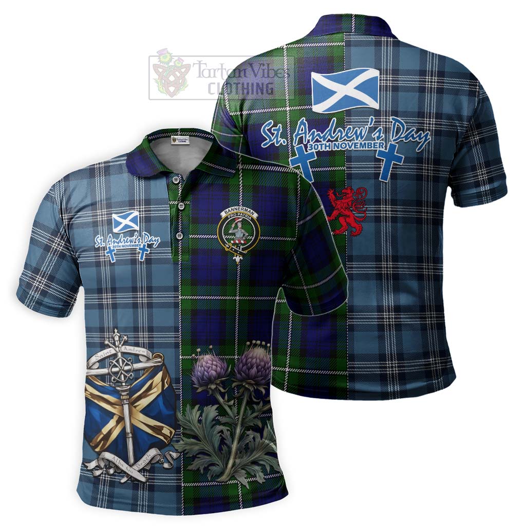 Tartan Vibes Clothing Bannerman Tartan Polo Shirt Happy St. Andrew's Day Half Tartan Style