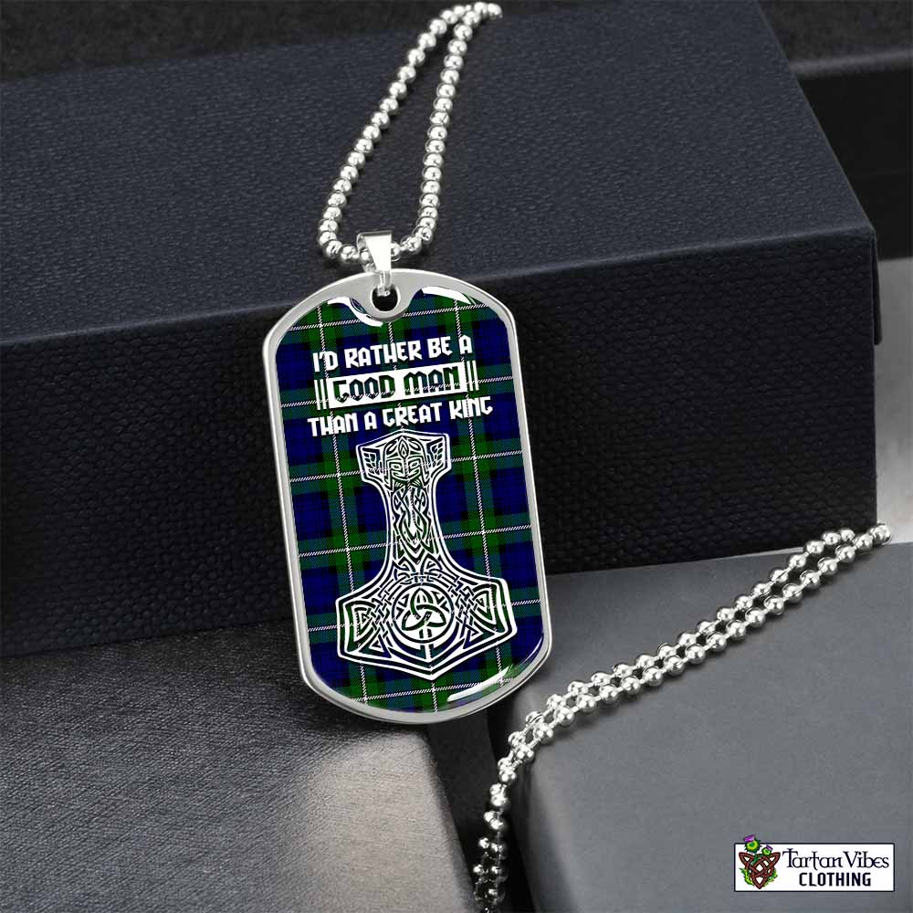 Tartan Vibes Clothing Bannerman Tartan Dog Tag Necklace Viking Mjolnir Style