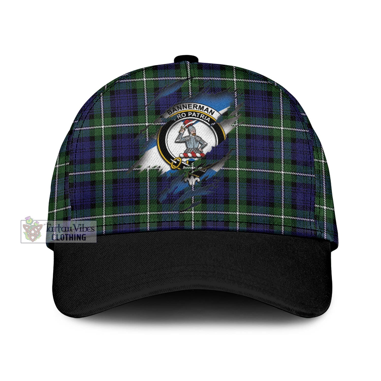 Tartan Vibes Clothing Bannerman Tartan Classic Cap with Family Crest In Me Style