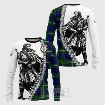 Bannerman Tartan Clan Crest Long Sleeve T-Shirt with Highlander Warrior Celtic Style