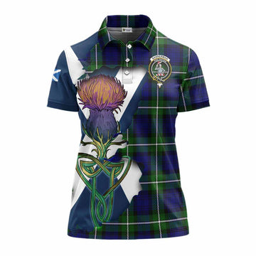 Bannerman Tartan Family Crest Women's Polo Shirt Scottish Thistle Celtic Inspired Women - Tartan Vibes Clothing