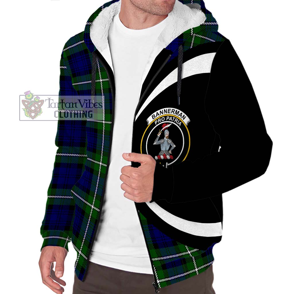 Bannerman Tartan Sherpa Hoodie with Family Crest Circle Style Unisex S - Tartan Vibes Clothing