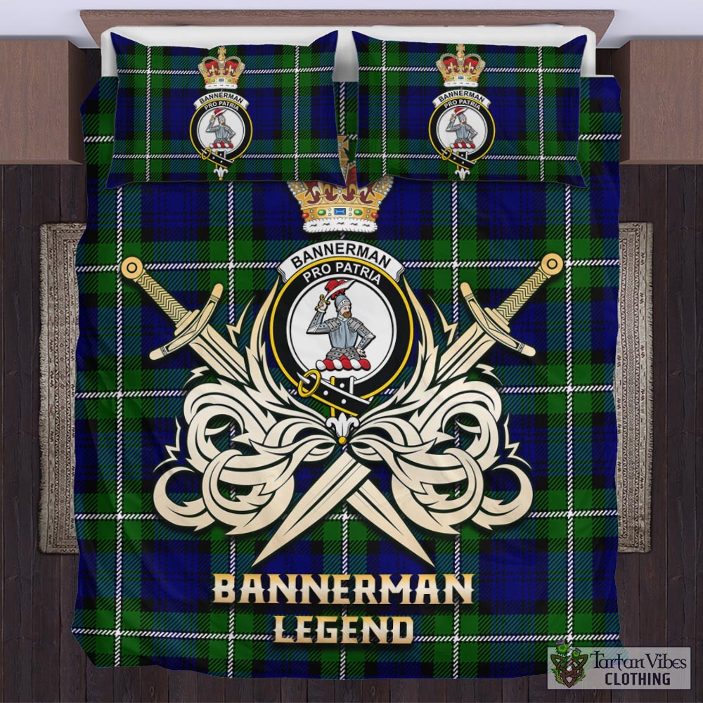 Tartan Vibes Clothing Bannerman Tartan Bedding Set with Clan Crest and the Golden Sword of Courageous Legacy