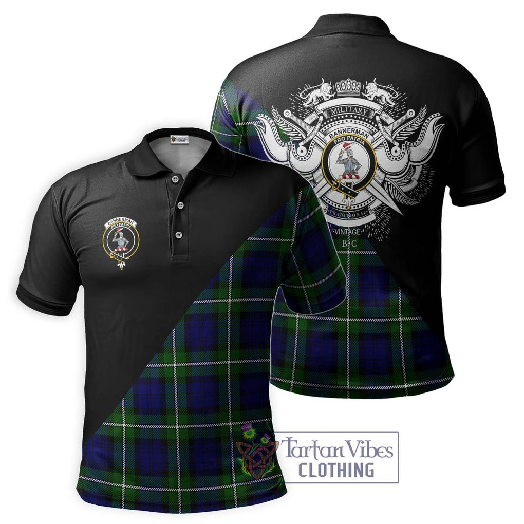 Bannerman Tartan Polo Shirt with Family Crest and Military Logo Style Kid - Tartanvibesclothing Shop