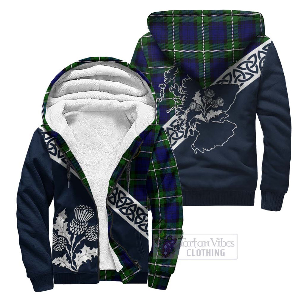 Tartan Vibes Clothing Bannerman Tartan Sherpa Hoodie Featuring Thistle and Scotland Map