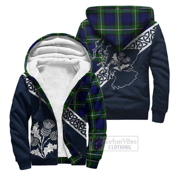 Bannerman Tartan Sherpa Hoodie Featuring Thistle and Scotland Map