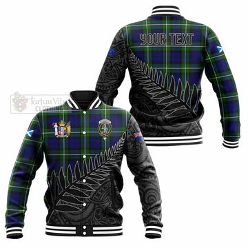 Bannerman Crest Tartan Baseball Jacket with New Zealand Silver Fern Half Style