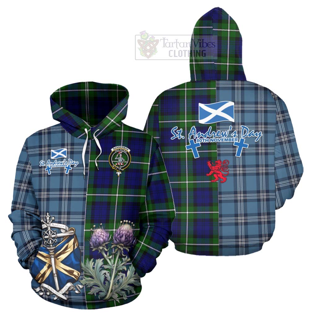 Tartan Vibes Clothing Bannerman Tartan Hoodie Happy St. Andrew's Day Half Tartan Style